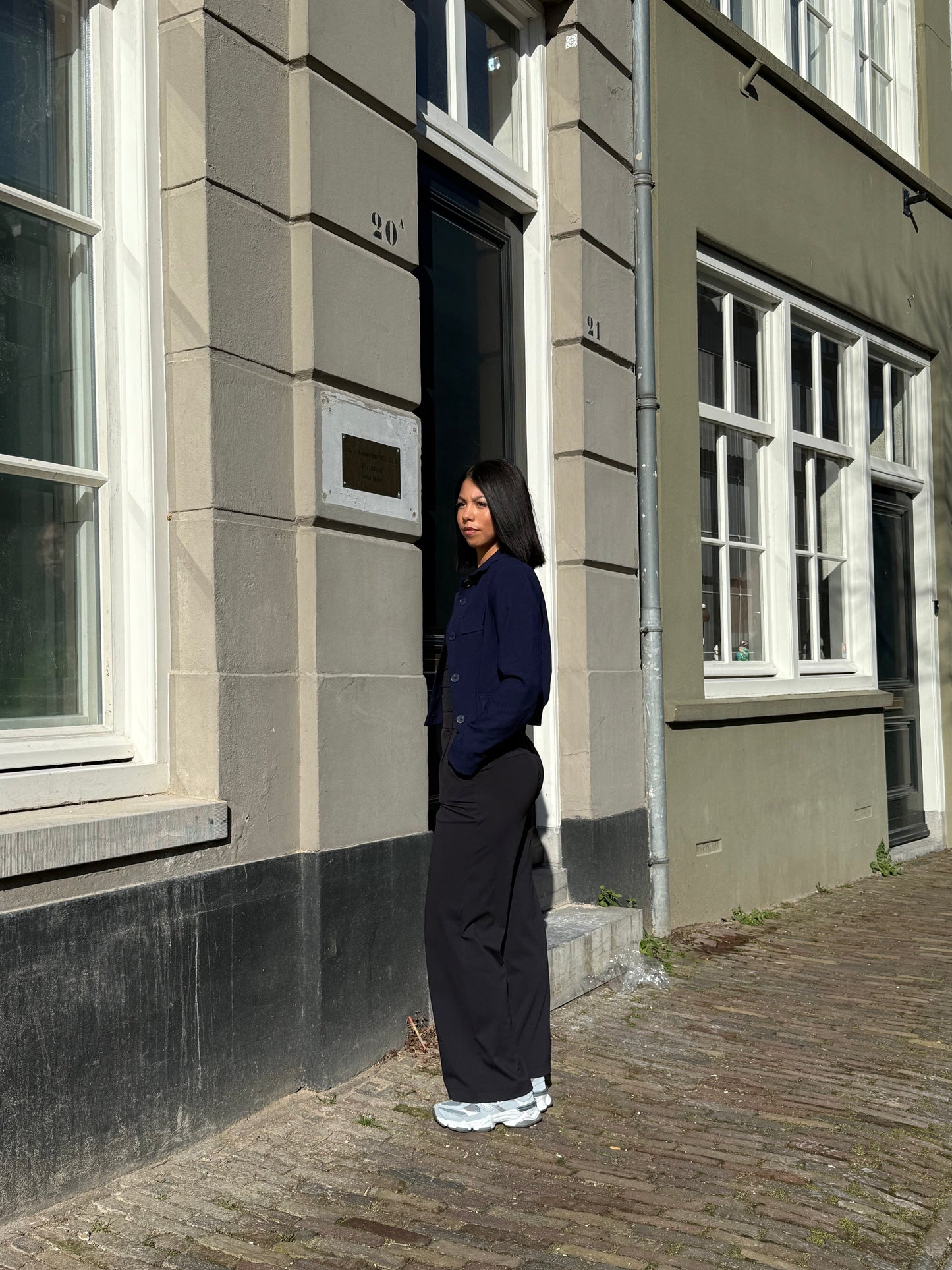 High-waisted straight leg broek