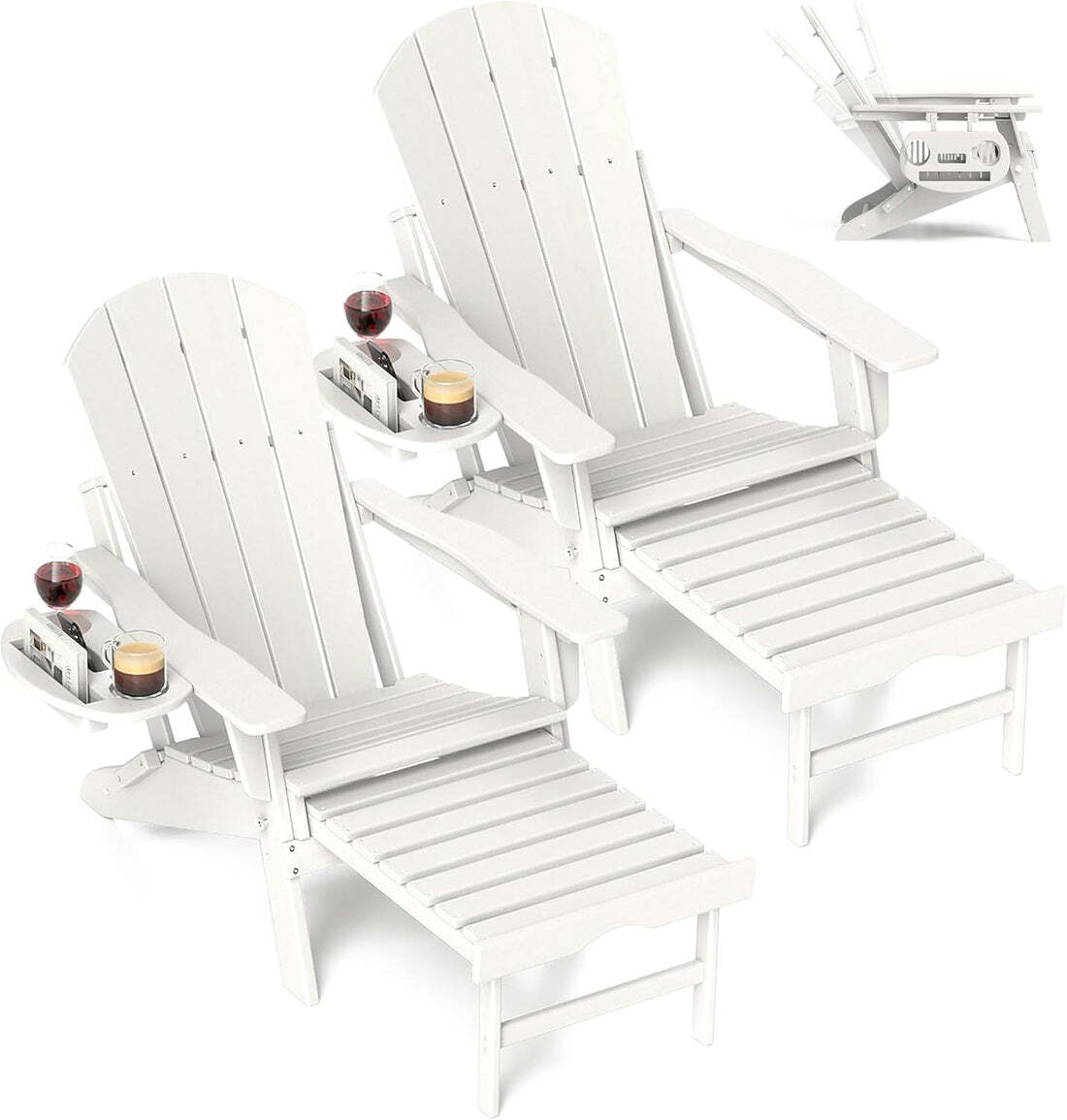 Adjustable Adirondack Chair with Retractable Footrest