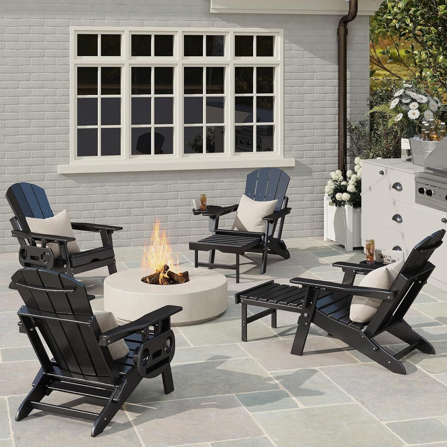 Adjustable Adirondack Chair with Retractable Footrest