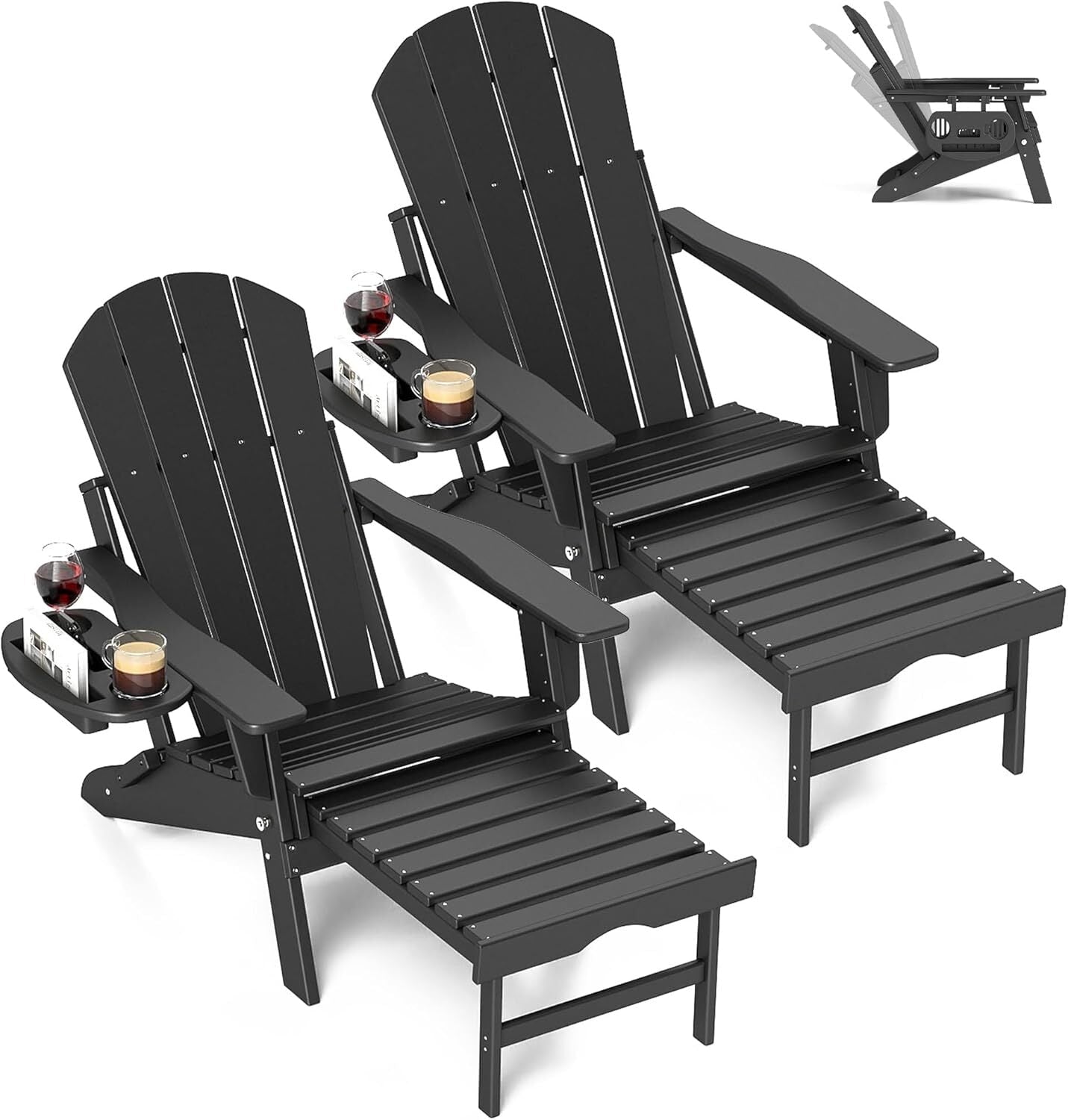 Adjustable Adirondack Chair with Retractable Footrest