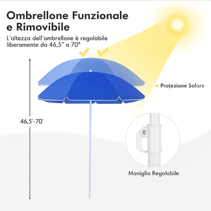 Goplus dubbele campingstoel met parasol en tafeltje 🪑
