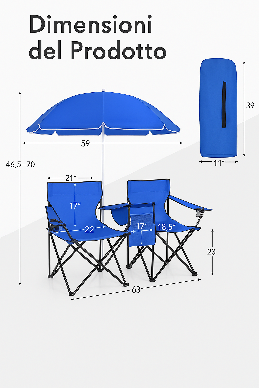 Goplus dubbele campingstoel met parasol en tafeltje 🪑