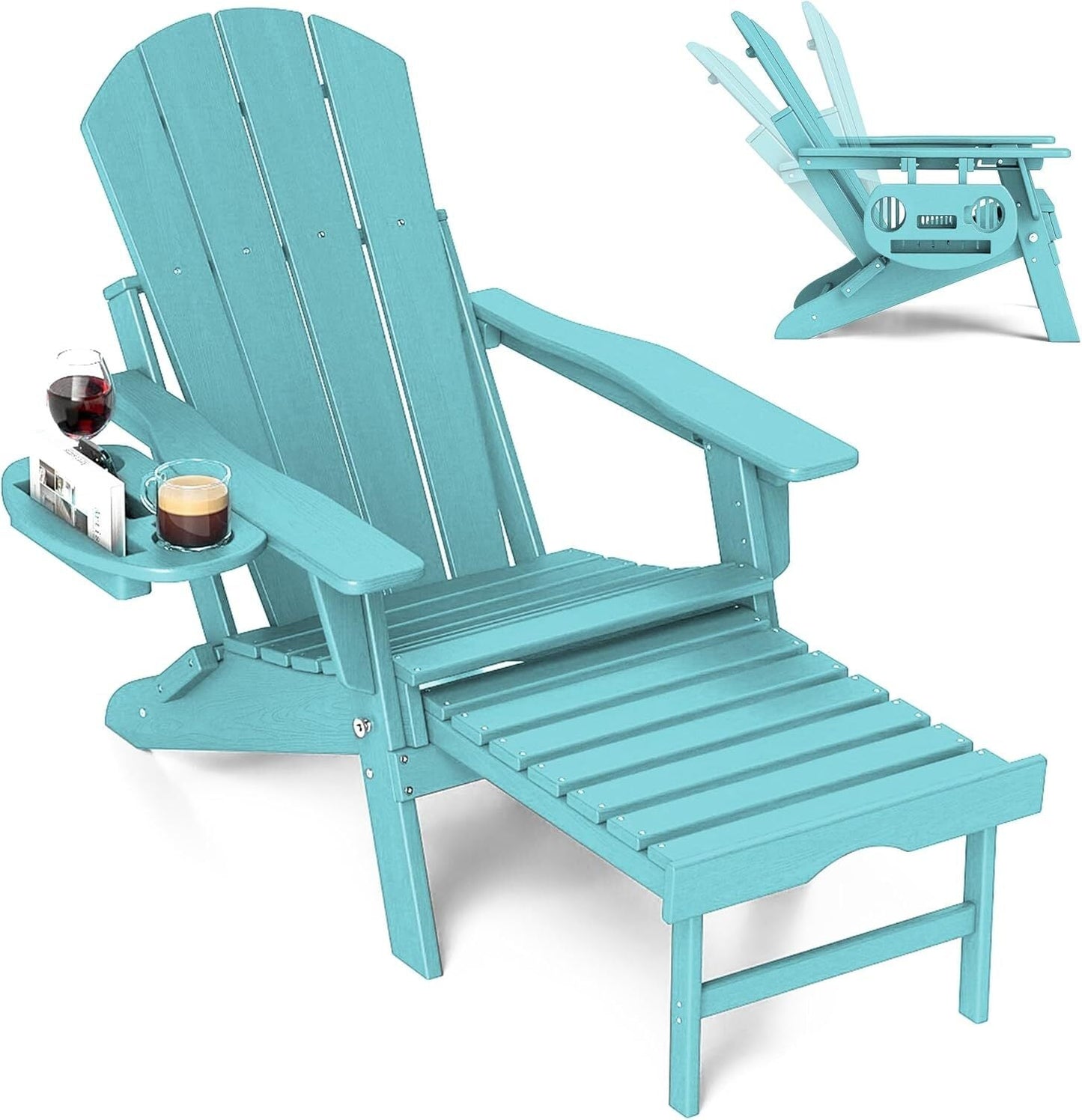 Adjustable Adirondack Chair with Retractable Footrest
