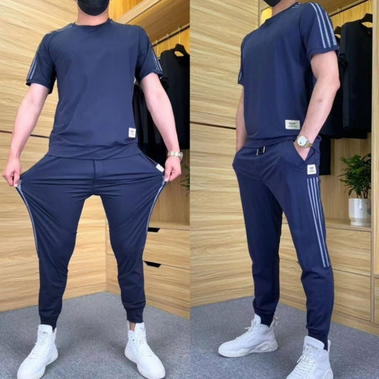 2-delig heren set: stretch t-shirt en joggingbroek