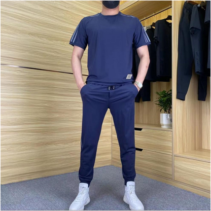 2-delig heren set: stretch t-shirt en joggingbroek