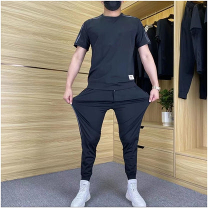 2-delig heren set: stretch t-shirt en joggingbroek